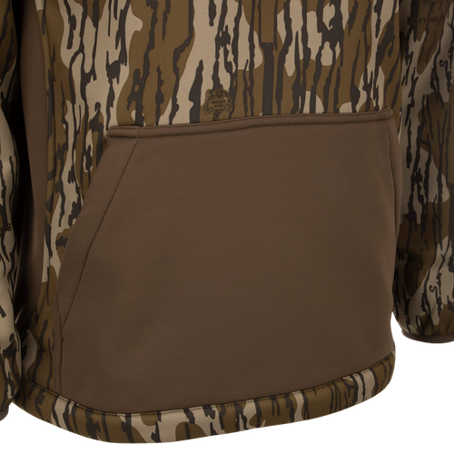 MST Endurance Hoodie With Kangaroo Pouch featuring camouflage fabric, vertical Magnattach™ chest pocket, and adjustable fleece-lined hood.