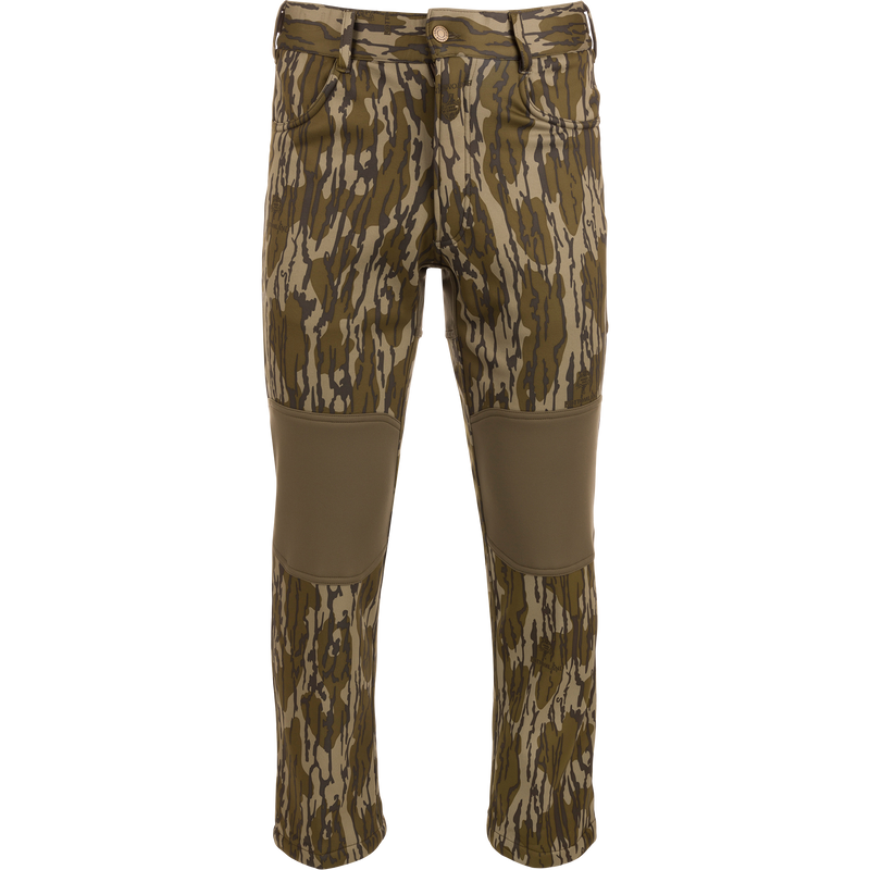 Endurance Jean Cut Wader Pant with camouflage design, featuring front slash pockets, rear pockets, and an adjustable waist, ideal for hunting and outdoor activities.