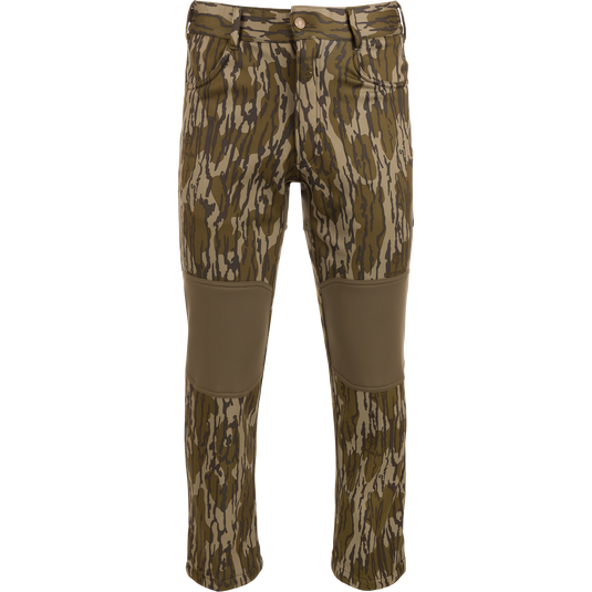 Endurance Jean Cut Wader Pant with camouflage design, featuring front slash pockets, rear pockets, and an adjustable waist, ideal for hunting and outdoor activities.