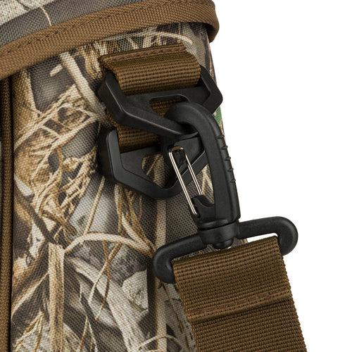 Close-up of the Shoulder Bag 2.0 - Realtree Max-7, showcasing its rugged HD2™ material, adjustable strap, multiple pockets, and durable hardware for optimal organization.