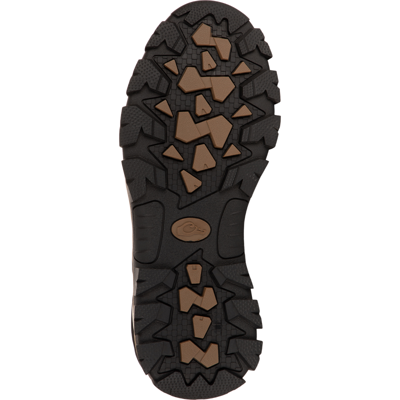 Close-up of the 6 Uninsulated Camp Boot's sole showing the athletic tread design for traction and durability.