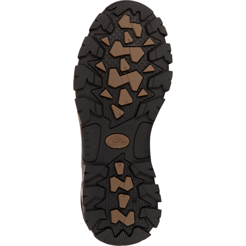 Close-up of the 6 Uninsulated Camp Boot's sole showing the athletic tread design for traction and durability.