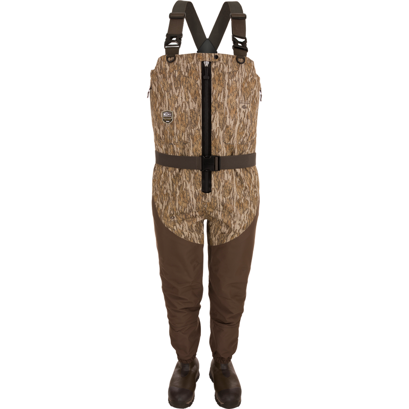 Uninsulated Guardian Elite HND Front Zip Waders for outdoor hunting. Waterproof, windproof, and breathable with durable fabrics. Features X-Crossing-Back Straps, Magnattach™ pockets, and improved boots for comfort and traction.