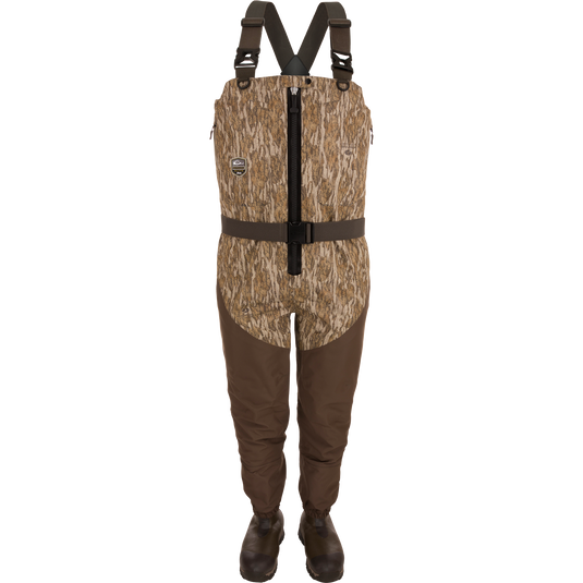 Uninsulated Guardian Elite HND Front Zip Waders for outdoor hunting. Waterproof, windproof, and breathable with durable fabrics. Features X-Crossing-Back Straps, Magnattach™ pockets, and improved boots for comfort and traction.