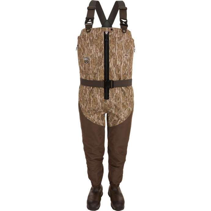 Guardian Elite Hybrid Insulated Front Zip Wader with advanced waterproof fabric, reinforced seams, and Thinsulate® boots for high-performance outdoor hunting and fishing.