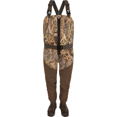 Insulated Guardian Elite HND Front Zip Wader with reinforced taped seams and Thinsulate® boot lining for warmth and durability.