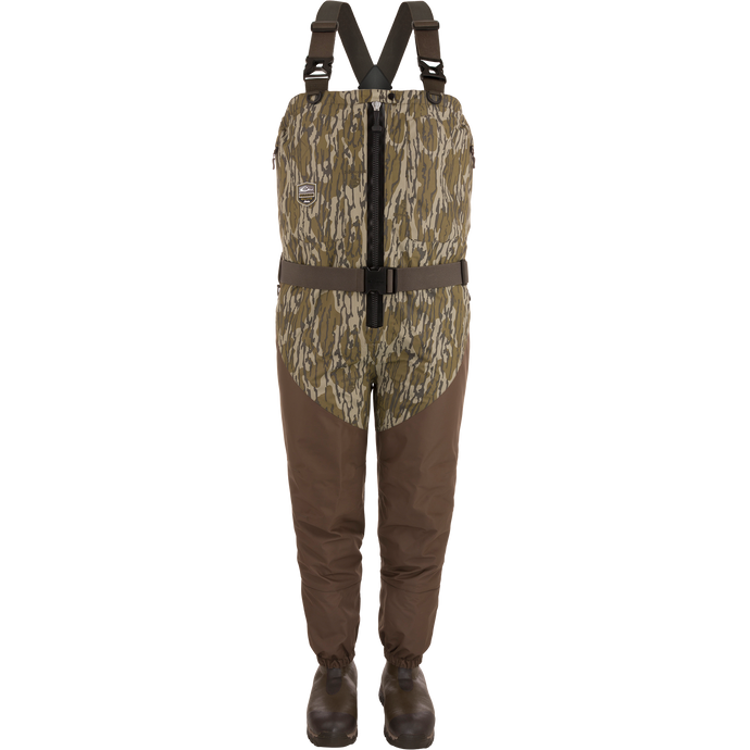 Insulated Guardian Elite HND Front Zip Wader with reinforced seams, TiZIP® MasterSeal zipper, and Thinsulate® boot lining for warmth and durability.