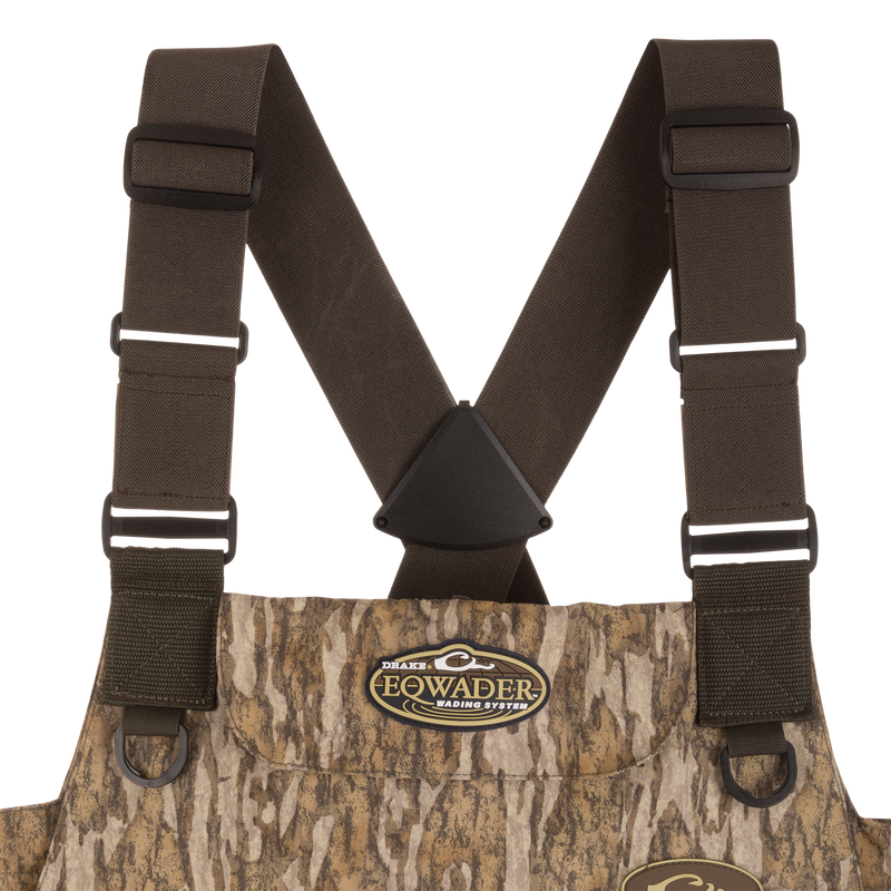 Insulated Breathable Chest Wader with Sewn-in Liner, featuring no-buckle, X-crossing-back shoulder straps and abrasion-resistant material for durability.