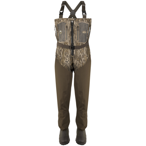 Guardian Elite Front Zip Insulated Wader with durable TIZIP® MasterSeal 10 zipper, HD2 material, and Thinsulate Buckshot Mudder Boot for superior warmth and protection.