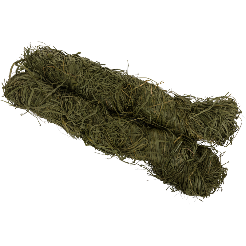 Close-up of 5lb Raffia Grass Bundle, showing tightly packed, all-natural hay-like strands, ideal for blending into natural environments for hunting concealment.