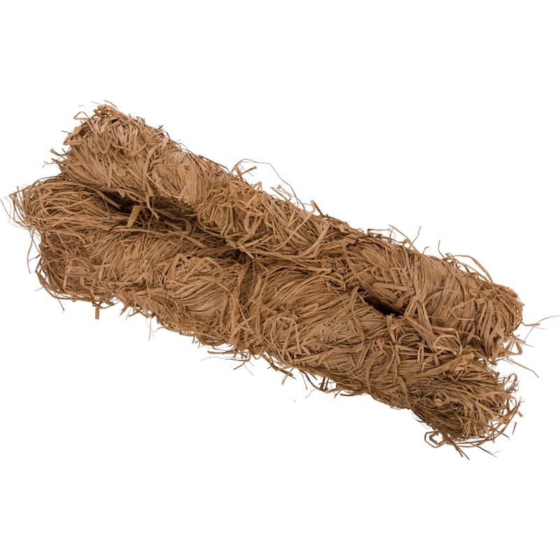 Close-up of 5lb Raffia Grass Bundle, showing natural straw material, ideal for camouflage in hunting environments. Durable, weather-resistant, and easy to apply to blinds.