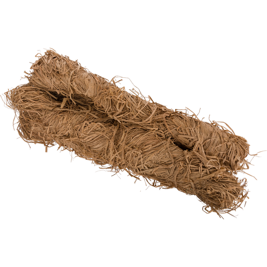 Close-up of 5lb Raffia Grass Bundle, showing natural straw material, ideal for camouflage in hunting environments. Durable, weather-resistant, and easy to apply to blinds.