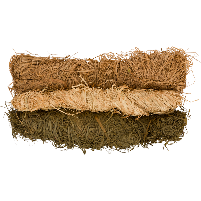 Close-up of 5lb Raffia Grass Assortment Bundles, showcasing natural hay-like texture, ideal for creating camouflage in hunting environments.