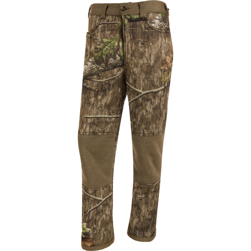 Youth Silencer Pant With Agion Active XL: Ultra-quiet camouflage hunting pants with adjustable waist and ankle, front and rear pockets, and scent control technology for effective game hunting.