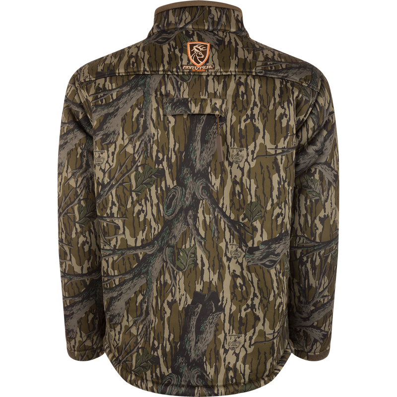 Silencer Full Zip Jacket Full Camo with Scent Control, featuring a camouflage pattern, vertical chest pockets, and Agion Active X2® scent control technology.