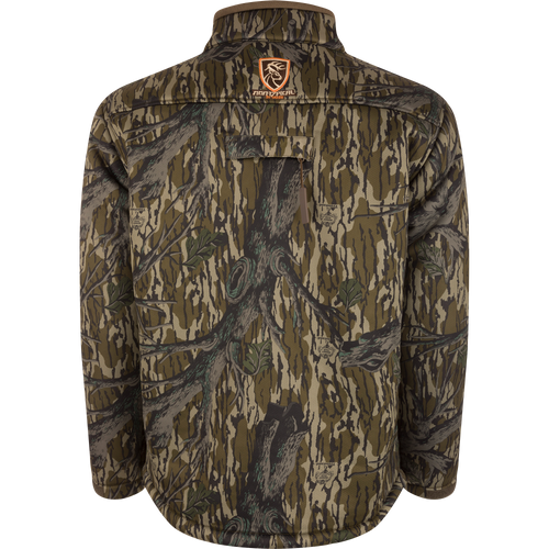 Silencer Full Zip Jacket Full Camo with Scent Control, featuring a camouflage pattern, vertical chest pockets, and Agion Active X2® scent control technology.