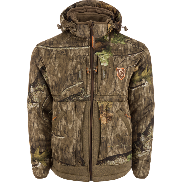 Stand Hunter's Silencer Jacket with Agion Active XL, featuring a hood and deer patch, designed for late-season hunting with advanced scent control and multiple pockets.