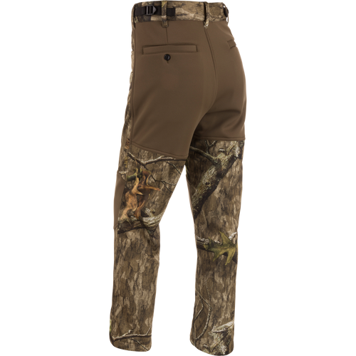 Non-Typical Endurance Pant with camouflage pattern, featuring front slash pockets, rear pockets, and adjustable waist, designed for mid-season hunting comfort and protection.