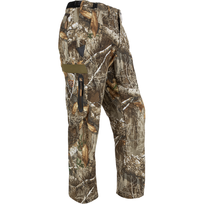 Camouflage Camo Tech Pant with Agion Active XL® by Drake Waterfowl: Polyester four-way stretch, lightweight, breathable. Features non-slip silicon waistband, various pockets for easy access. 