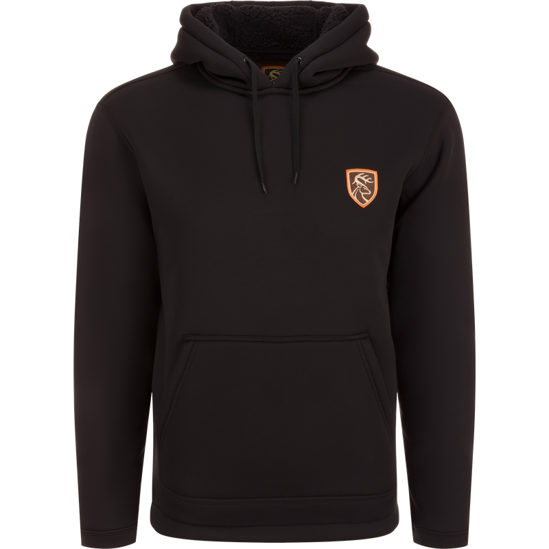 Non-Typical LST Silencer Fleece-Lined Hoodie with logo, double-lined hood, and kangaroo pouch, designed for warmth and performance in hunting conditions.