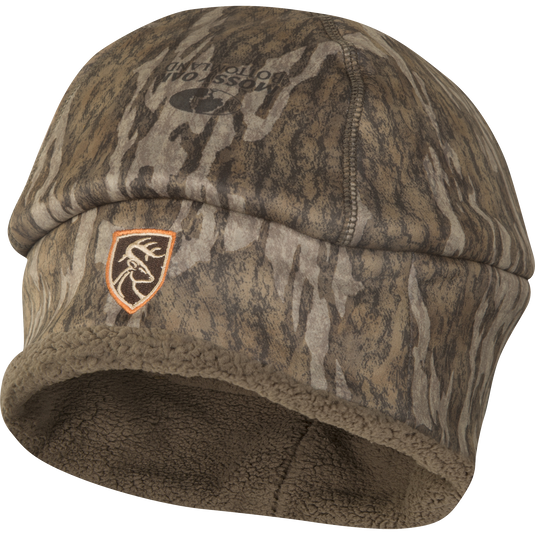 Non-Typical Silencer Sherpa Fleece Beanie with Agion Active XL® for hunting, featuring deep cut for ear protection, polyester Silencer fabric, and sherpa fleece lining.