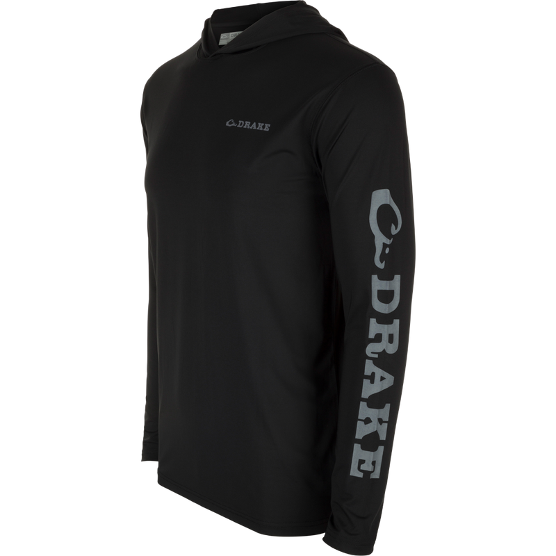 Performance Hoodie by Drake Waterfowl: Lightweight, cooling fabric with UPF 50, moisture-wicking, and quick-drying properties. Ideal for hunting and outdoor activities.