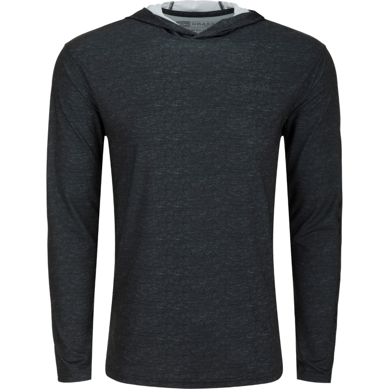 Drake Performance Hoodie, black, long-sleeved, lightweight, featuring built-in cooling, UPF 50, moisture-wicking, breathable stretch fabric, and quick drying for versatile, all-year wear.