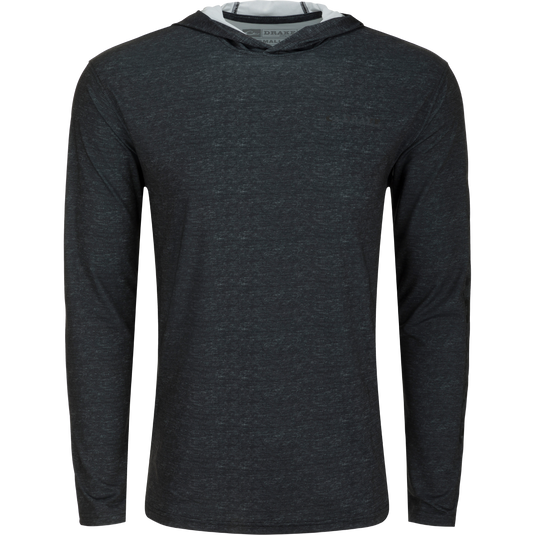 Drake Performance Hoodie, black, long-sleeved, lightweight, featuring built-in cooling, UPF 50, moisture-wicking, breathable stretch fabric, and quick drying for versatile, all-year wear.