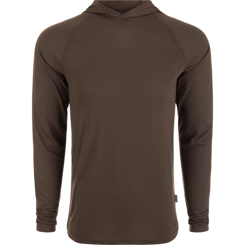 Hunter Creek Bamboo Long Sleeve Hoodie featuring a lightweight, soft fabric, built-in hood, and long sleeves designed for comfort and sun protection.