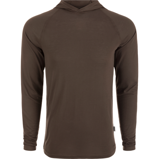 Hunter Creek Bamboo Long Sleeve Hoodie featuring a lightweight, soft fabric, built-in hood, and long sleeves designed for comfort and sun protection.