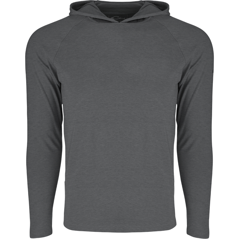 A Hunter Creek Bamboo Long Sleeve Hoodie featuring a silky bamboo blend fabric, UPF 20 sun protection, odor resistance, and a 3-piece hood for sun safety. Ideal for all-season comfort.