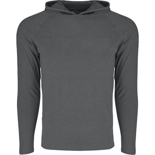 A Hunter Creek Bamboo Long Sleeve Hoodie featuring a silky bamboo blend fabric, UPF 20 sun protection, odor resistance, and a 3-piece hood for sun safety. Ideal for all-season comfort.