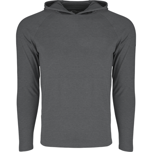 A Hunter Creek Bamboo Long Sleeve Hoodie featuring a silky bamboo blend fabric, UPF 20 sun protection, odor resistance, and a 3-piece hood for sun safety. Ideal for all-season comfort.