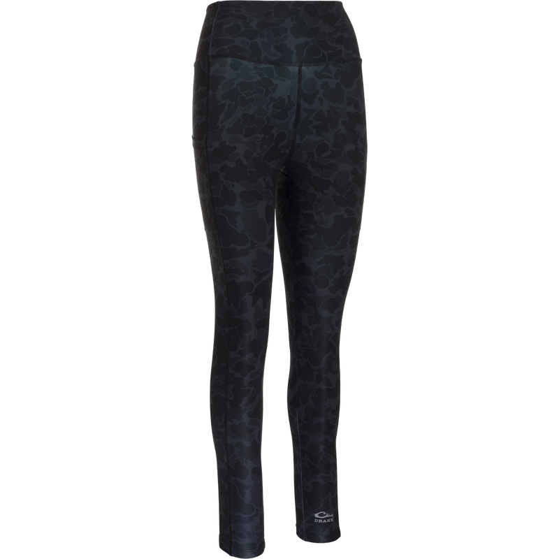 Women's Commando Printed Legging featuring Old School Camo, high waistband, side pockets, and flat seam construction for versatile performance and comfort.