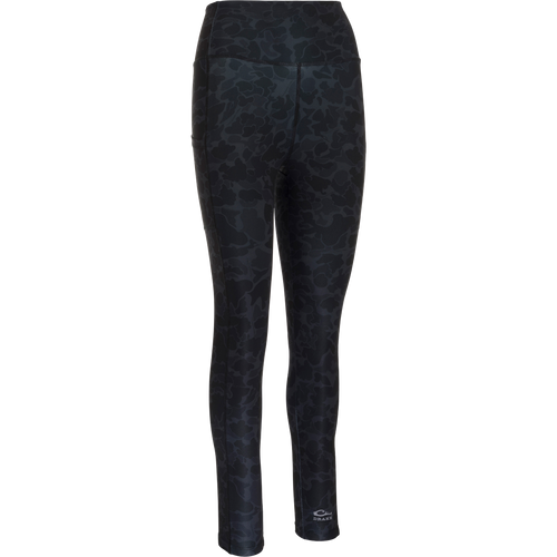 Women's Commando Printed Legging featuring Old School Camo, high waistband, side pockets, and flat seam construction for versatile performance and comfort.