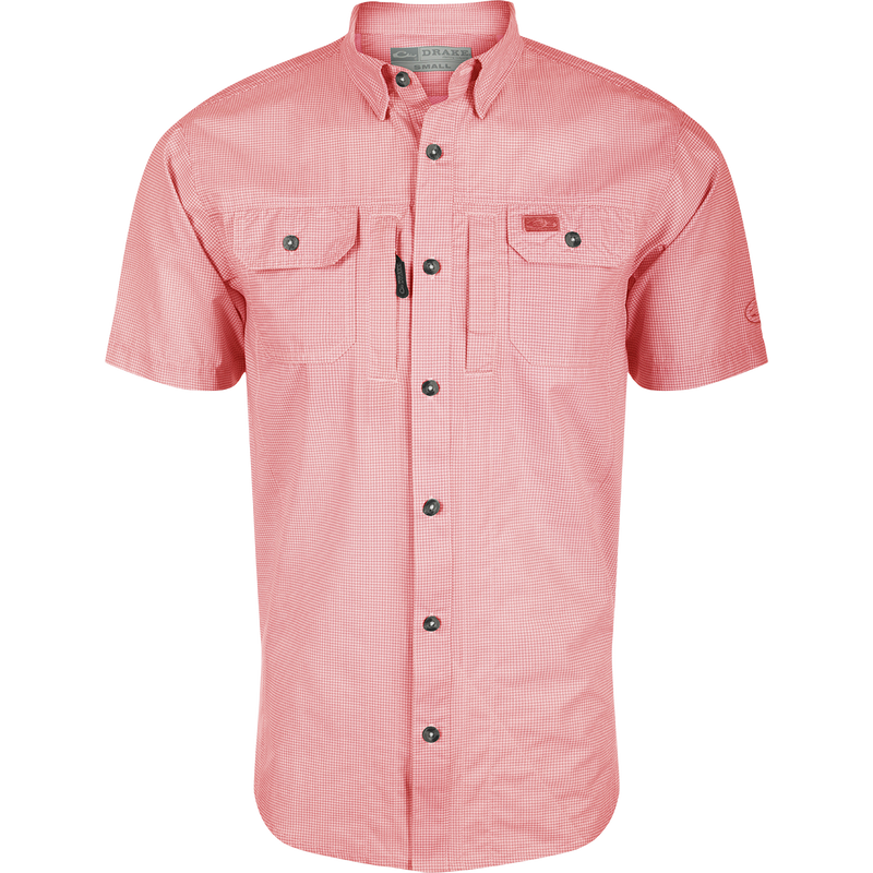 Magellan Mens Reddish Pink Button Up Vented Fishing Outdoor S/S Shirt Size  XL