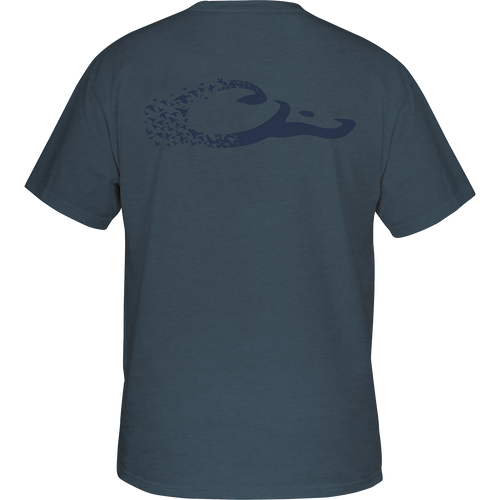 Back of Drake Duck Logo T-Shirt featuring high-resolution Drake Waterfowl logo. Made of 50% cotton, 50% polyester with a tagless neck label for comfort.