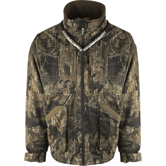MST Refuge 3.0 Fleece-Lined Full Zip Jacket with camouflage pattern, featuring waterproof fabric, HyperShield™ technology, and multiple zippered pockets. Ideal for versatile hunting conditions.