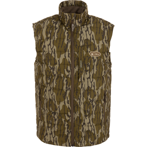 MST Synthetic Down Pack Vest with zipper, featuring durable, abrasion-resistant shell, adjustable waist, and packable design for versatile use in various hunting conditions.