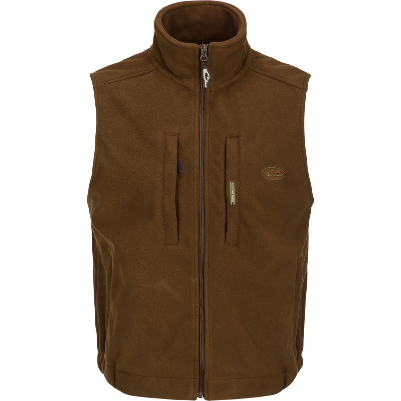 MST Solid Windproof Layering Vest with vertical zippered chest pocket, magnetic chest pocket, and lower hand warmer pockets.