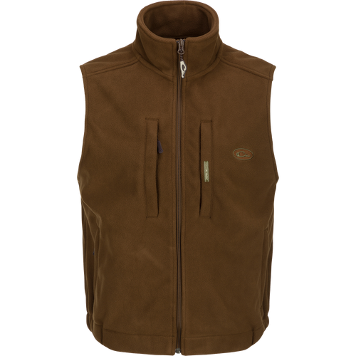 MST Solid Windproof Layering Vest with vertical zippered chest pocket, magnetic chest pocket, and lower hand warmer pockets.