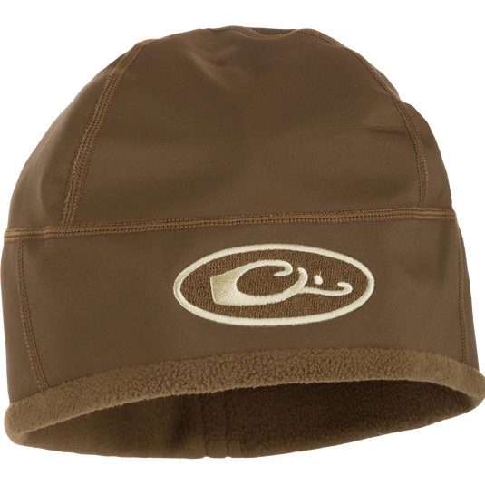 MST Windstopper Beanie with logo, designed for wind protection and warmth, featuring a soft grid-fleece lining, suitable for cold-weather hunting.