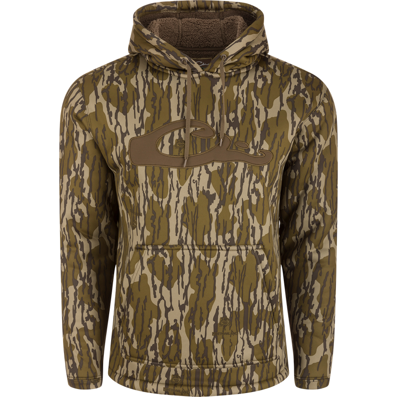 LST Silencer Fleece-Lined Hoodie with camouflage pattern, double-lined hood, and kangaroo pouch, designed for enhanced comfort and field durability.