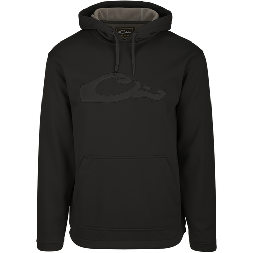 LST Silencer Fleece-Lined Hoodie with logo, featuring double-lined drawstring hood and kangaroo pouch for enhanced warmth and comfort.