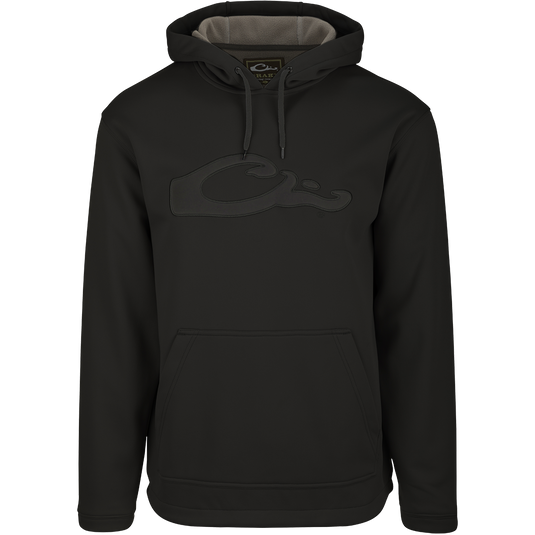 LST Silencer Fleece-Lined Hoodie with logo, featuring double-lined drawstring hood and kangaroo pouch for enhanced warmth and comfort.