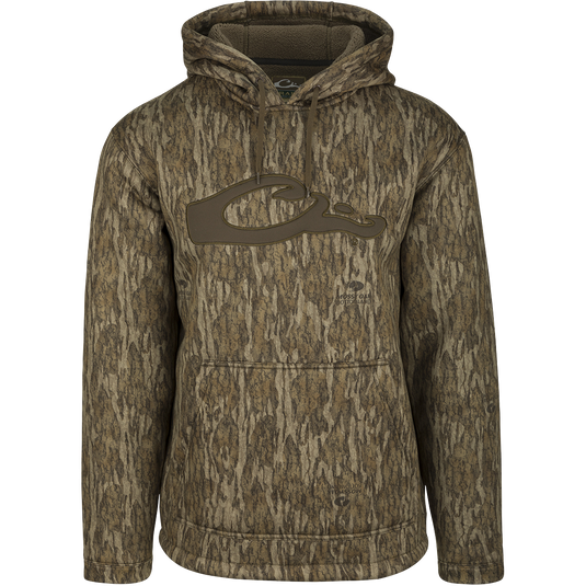 Youth Silencer Hoodie by Drake Waterfowl: Camouflage hoodie with logo, double-lined hood, kangaroo pouch, and excellent stretch for comfort and mobility. Ideal for everyday wear or the field.