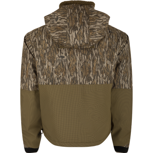 LST Insulated Timber Jacket with hood, showcasing camouflage pattern and detailed pockets, ideal for hunters.