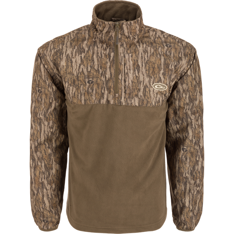 MST Quarter Zip Refuge Eqwader Jacket featuring a close-up of its advanced waterproof zipper and innovative breathable fabric design for enhanced hunting performance.