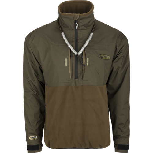 MST Guardian Flex Fleece Eqwader Quarter Zip Jacket featuring Guardian Flex material on upper torso and arms, with 350-gram fleece lower torso, zipper, and pockets visible.