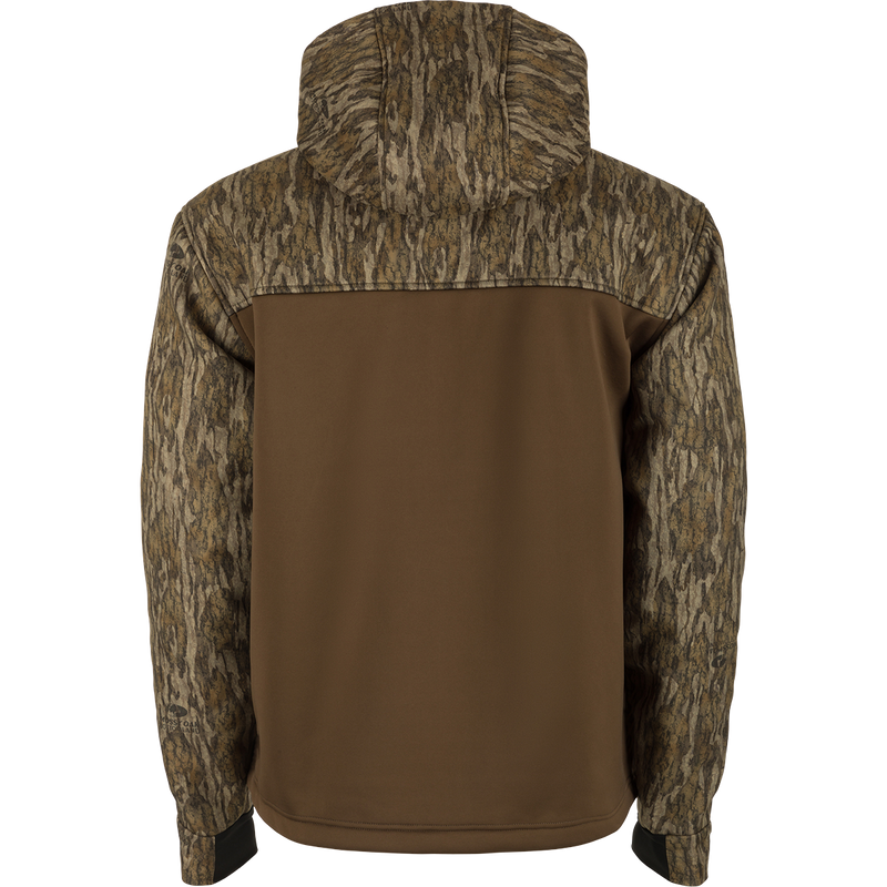 MST Full Zip Hole Shot Hooded Windproof Two-Tone Eqwader Jacket: a jacket with a hood, close-up of fabric.